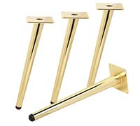 20cm Pieds De Meubles en Métal,Tchosuz 4 PCS Pieds De Table Métallique Oblique avec Protecteur en Caoutchouc & Vis,Pieds en Métal pour Bricolage Cabinet Canapé Table de Chevet Armoire Chaise Doré