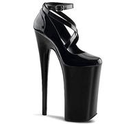 20CM Stiletto Sexy Discothèque Fond Épais Sangle Croisée Chaussures Simples Pôle Danse Talons Hauts Grande Taille,Noir,46 EU