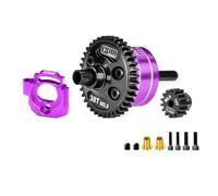 20CrMnTi Acier + Alliage d'aluminium 7075 Différentiel central complet 38T 0,8 Mod et plaque moteur et pignon 15T pour mise à niveau Arrma 1/16 Mini Kraton 3S Speed Truck - Violet