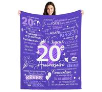 20e Anniversaire Couvertures Plaids pour femmes Cadeaux d'anniversaire pour les femmes de 20 ans Fille Soeur Petite amie Cousine Meilleure Amie Collègues Idées de Cadeaux d'anniversaire (20-elle)