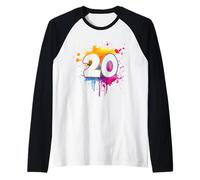 20e Anniversaire éclaboussures de Peinture colorée 20 Ans Hommes Femmes Manche Raglan