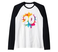 20e Anniversaire éclaboussures de Peinture colorée 20 Ans Hommes Femmes Manche Raglan