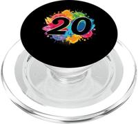 20e Anniversaire éclaboussures de Peinture colorée 20 Ans Hommes Femmes PopSockets PopGrip pour MagSafe