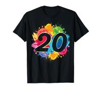 20e Anniversaire éclaboussures de Peinture colorée 20 Ans Hommes Femmes T-Shirt