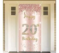 20e anniversaire femme décoration Happy 20 a.nniversaire porte bannière or rose 20.e anniversair.e tissu panneau affiche décoration de porte 20 e anniver saire fond bannière