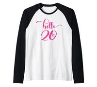 20e anniversaire, femmes filles vingt 20 ans rose Hello 20 Manche Raglan