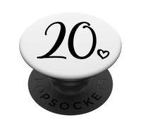 20e Anniversaire, pour Femme Vingt Chiffres Mignons 20 Ans PopSockets PopGrip Adhésif