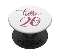 20e Anniversaire pour Femmes et Filles Hello 20 Twenty 20 Years Old Cute PopSockets PopGrip Adhésif