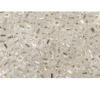 20g Tube Rocailles Glass Seed Beads Preciosa Ornela 2 x 2 mm, crystal, silver lined (78102)