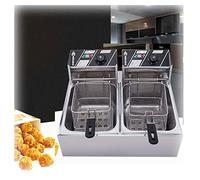 20L Friteuse Electrique INOX Professionnelle Friteuse Commerciale à Double Réservoir 5000W Friteuse avec 2Paniers à Friture et couvercle,pour Frire des Aliments Cuisiner