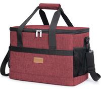 20l Large Size Soft Insulated Cooler Bag,Portable Frozen Shopping Bags For Travel,Picnic,Camping,Beach,Bordeaux