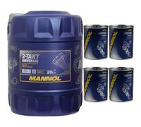 20L MANNOL Huile Universelle 2 Temps API TC Pour Moto Nettoyage Moteur