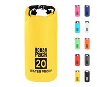 20L Sac étanche Polyvalent, 2L/5L/10L/15L/20L/30L Jaune Waterproof Dry Bag avec Longue Bandoulière Réglable Sac à Dos Confort Imperméable pour Bateau/Kayak/Pêche/Rafting/Natation/Camping/Snowboard