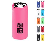 20L Sac étanche Polyvalent,2L/5L/10L/15L/20L/30L Rose Rouge Waterproof Dry Bag avec Longue Bandoulière Réglable Sac à Dos Confort Imperméable pour Bateau/Kayak/Pêche/Rafting/Natation/Camping/Snowboard