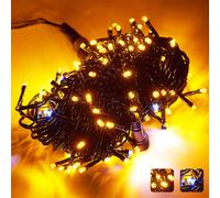 20M 200 LED Guirlande lumineuse Jaune IP44 étanche Lumières de Noël pour intérieur Jardin Mariage Fête Décoration Clignotement bicolore Mode lumière continue