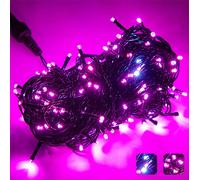 20M 200 LED Guirlande lumineuse Rose IP44 étanche Lumières de Noël pour intérieur Jardin Mariage Fête Décoration Clignotement bicolore Mode lumière continue