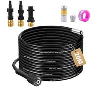20M Déboucheur Canalisation Haute Pression pour Karcher K2 K3 K4 K5 K6 K7 Nettoyeur Haute Pression 180Bar Kit Furet Professional avec Buse à Jet et Rotatif & Adaptateurs pour Lavor Parkside & Bosch