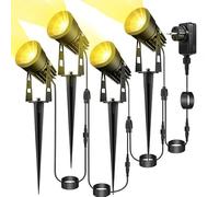 20M Spot LED Exterieur Piquet 6 Pièces Spot Piquet Extérieur Chaud COB 3000K 12V IP65 Étanche Idéal pour Jardin, Pelouse, Chemin