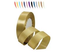 20mm Or Du Tyran Ruban Satin pour Emballage Des Cadeaux,23 mètres Polyester Rubans pour Bouquets,Ballon,Couture,Nœuds,Gâteau,Satin Ruban Roll pour Décoration de Mariage/Anniversaire/Noël/Fête