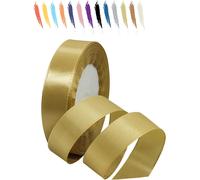20mm Or Du Tyran Ruban Satin Pour Emballage Des Cadeaux,23 Mètres Polyester Rubans Pour Bouquets,Ballon,Couture,N?uds,Gâteau,Satin Ruban Roll Pour Décoration De Mariage/Anniversaire/Noël/Fête