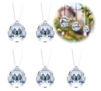 20mm Prisme de Boule de Cristal Clair - 5Pcs Suspension Suncatcher à Facettes pour Lustre de Plafond, Feng Shui, Maison de Mariage, Décorations de Bureau