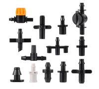 20pc 4/7mm Garden Drip Irrigation Connector Tee Single Elbow Water Pipe Fitting Cross Joint Suitable For 1/4 Inch Hose(Cx20PC)