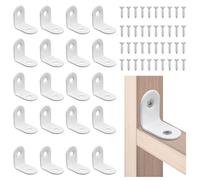 20pc Équerre de Fixation en L, Support Blanc à 90 Degrés Petit Support à Angle Droit avec Vis Équerre d'Angle Support Décoratif pour Étagères d'Armoires de Meubles
