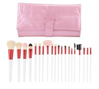 20PC Rose Maquillage Brosse Ensemble Avec Cuir Pochette - Pro Visage,Eye & Lèvre