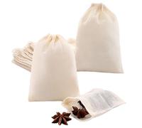 20Pcs 10 * 15cm Sachet The a Remplir Reutilisable,Sachet en Mousseline de Coton,Sachet de Thé,Petit Sachet Tissus a Remplir,Sac en Coton Avec Cordon,Pour Herbes,Épices,Café,Marinade