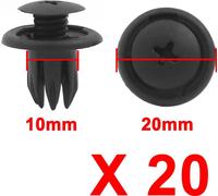 20pcs 10mm diamètre plastique noir trou Aile voiture rivets fixation vis Agrafe panneau