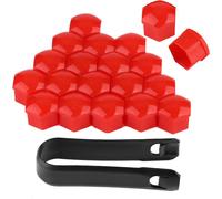 20pcs 19mm écrous de roue de voiture Capuchons de vis de nuance de voiture Jantes de boulon protection extérieure (rouge)