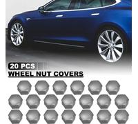 20pcs 21mm Roue Serrure Cosse Boulon Écrou Couvercle Capuchon avec Clip Ensemble Gris