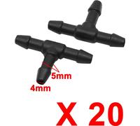 20pcs 4mm Diamètre intérieur plastique forme T Menuisier Air Eau Connecteur tube flexible carburant