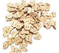 20Pcs/50Pcs/100Pcs Decorative Bear Wooden Buttons Natural Teddy Bear Charms 2Holes Wood Sewing Buttons For Children(100Pcs)