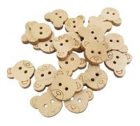 20Pcs/50Pcs/100Pcs Decorative Bear Wooden Buttons Natural Teddy Charms 2Holes Wood Sewing For Children pour la Couture(20Pcs)
