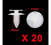 20pcs 9 x 9mm Trou Rivet Fixation Pare-Chocs Voiture Panneau Porte Blanc agrafes Aile