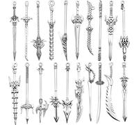 20pcs Antique Sword Bookmarks,Vintage Metal Knife Pendant Bookmark Sword Bookmark Silver Mini Old Knife Accessories Gifts For Book Lovers Necklace Bracelet