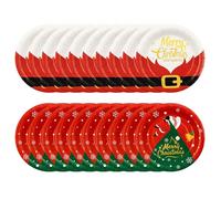 20PCS Assiette de Noël en Papier - Service de Table Jetable pour le Père Noël - Assiettes Rondes de 9 Pouces pour Dessert et Repas