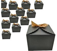 20pcs Avec Ruban De Satin Boîte - Cadeau, 12 X 12 X 9 Cm / 4,7 X 4,7 X 3,5 Pouces Bridal Demande En Mariage Boîte - Cadeau Anniversaire De Mariage Emballage De Noël Chocolate Cupcake (Noir)