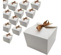 20pcs Avec Ruban De Satin Boîte - Cadeau, 12 X 12 X 9 Cm Bridal Demande En Mariage Boîte - Cadeau Anniversaire De Mariage Emballage De Noël Chocolate Cupcake (Blanc)