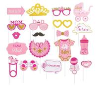 20PCS Baby Shower Photo Booth Props en Français Décorations Baby Shower pour Fête de Naissance Fille Garçon Anniversaire Accessoires Décoration de Selfie Party Future Maman Futur Papa（Bébé fille）