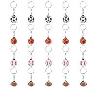 20Pcs Ball Sports Porte-Clés, Pendentifs De Football, Porte-Clés De Basket-Ball, Porte-Clés De Baseball, Porte-Clés De Football, Porte-Clés De Fans, Porte-Clés Cadeaux