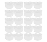 20pcs Bird Food Bowl Plastic Parrot Water Feeding Cup Birdcage Feacher Trough Set Kit (Blanc)