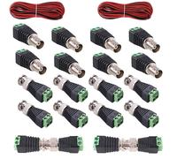 20Pcs BNC Connecteur,10 Paire BBNC Mâle Femelle Connecteur,connecteurs vidéo coaxiaux de terminal à vis,BNC Video Balun Connecteur pour Coaxial Cat5 Cat6 à CCTV DVR TV Caméra