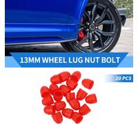20Pcs Boulon D'Écrou De Roue 13Mm Jantes Vis Écrous De Pneus Capuchons De Protection En Plastique Rouge Extérieur