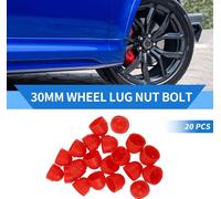 20Pcs Boulon D'Écrou De Roue 30Mm Jantes Pneu Écrous Vis Capuchon De Protection En Plastique Rouge Extérieur