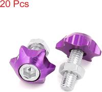 20pcs boulons vis 6mm dia filetage violet métal étoile forme décor plaque immatriculation cadre moto voiture