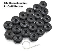 20pcs Capuchons d'écrous de roue 28mm, Noir, Cache-écrous de Boulon de Roue, Pour VW Beetle Golf Jetta Passat Polo