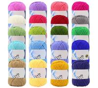 20pcs Coton Yarn pour crochet, fil de coton à lait super doux multicolore, crochet de tricot pour bébé