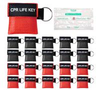 20pcs CPR Masque Porte-Clés Kit D'urgence Barrière Respiratoire Porter Secours Boucliers De Visage Avec Barrière De Respiration À Sens Unique Pour Les Premiers Secours Ou La Formation Aed(Rouge, Noir)